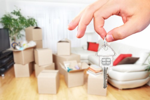 Furniture and household items being prepared for transport in South Wimbledon