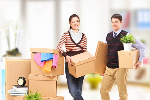 Packaged household items loaded into a removals van for a South Wimbledon move