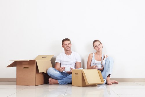 Professional team loading office items for a South Wimbledon move
