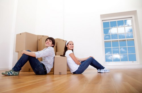 Residential moving team navigating a South Wimbledon property