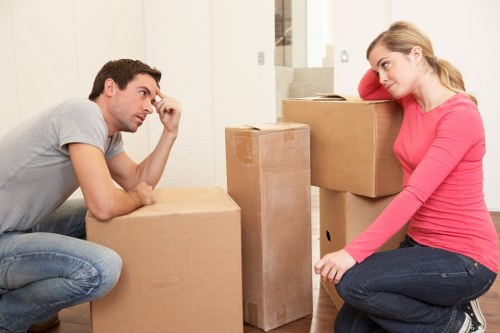 Boxes and household items prepared for relocation in South Wimbledon