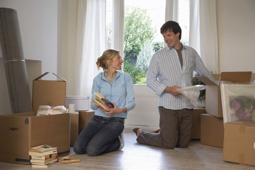 Packed boxes and furniture ready for a South Wimbledon house move