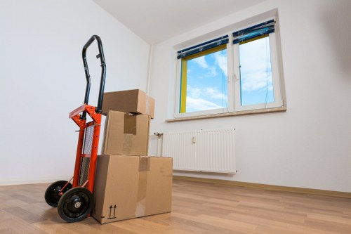 Furniture and boxes being prepared for transport in South Wimbledon